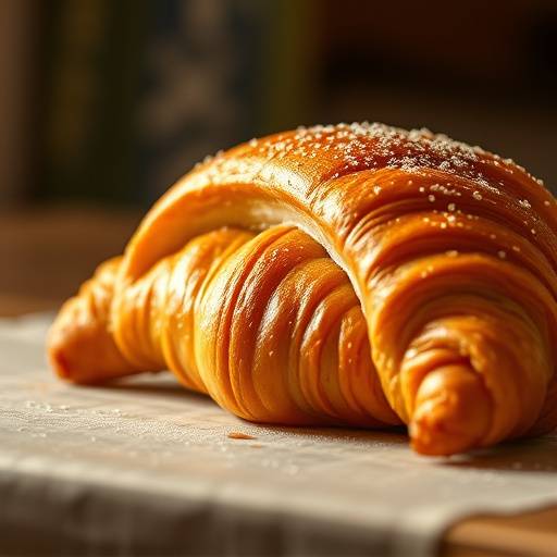 Um croissant folhado dourado e crocante.
